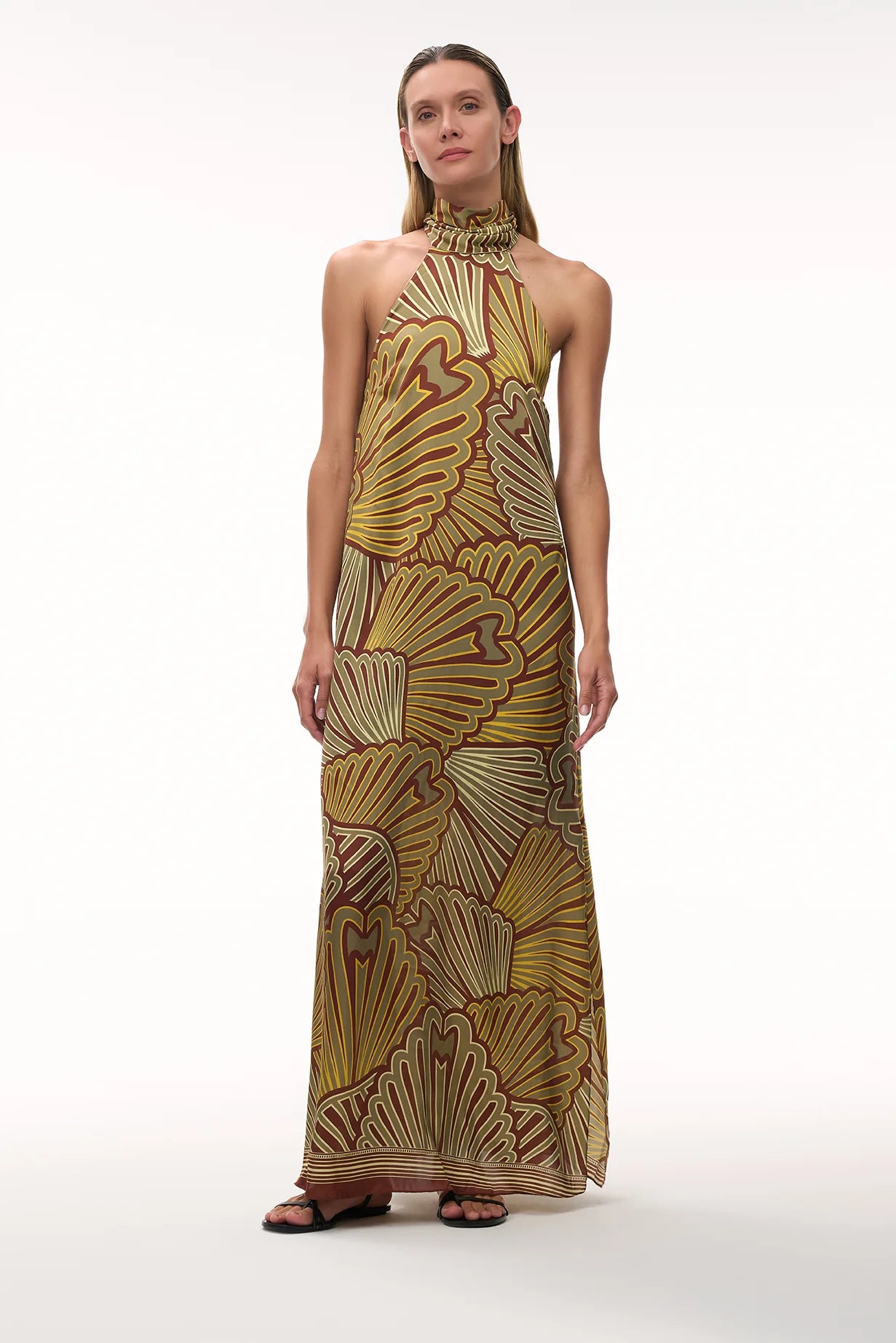 Costa Pacifica Satin Silk Midi Dress