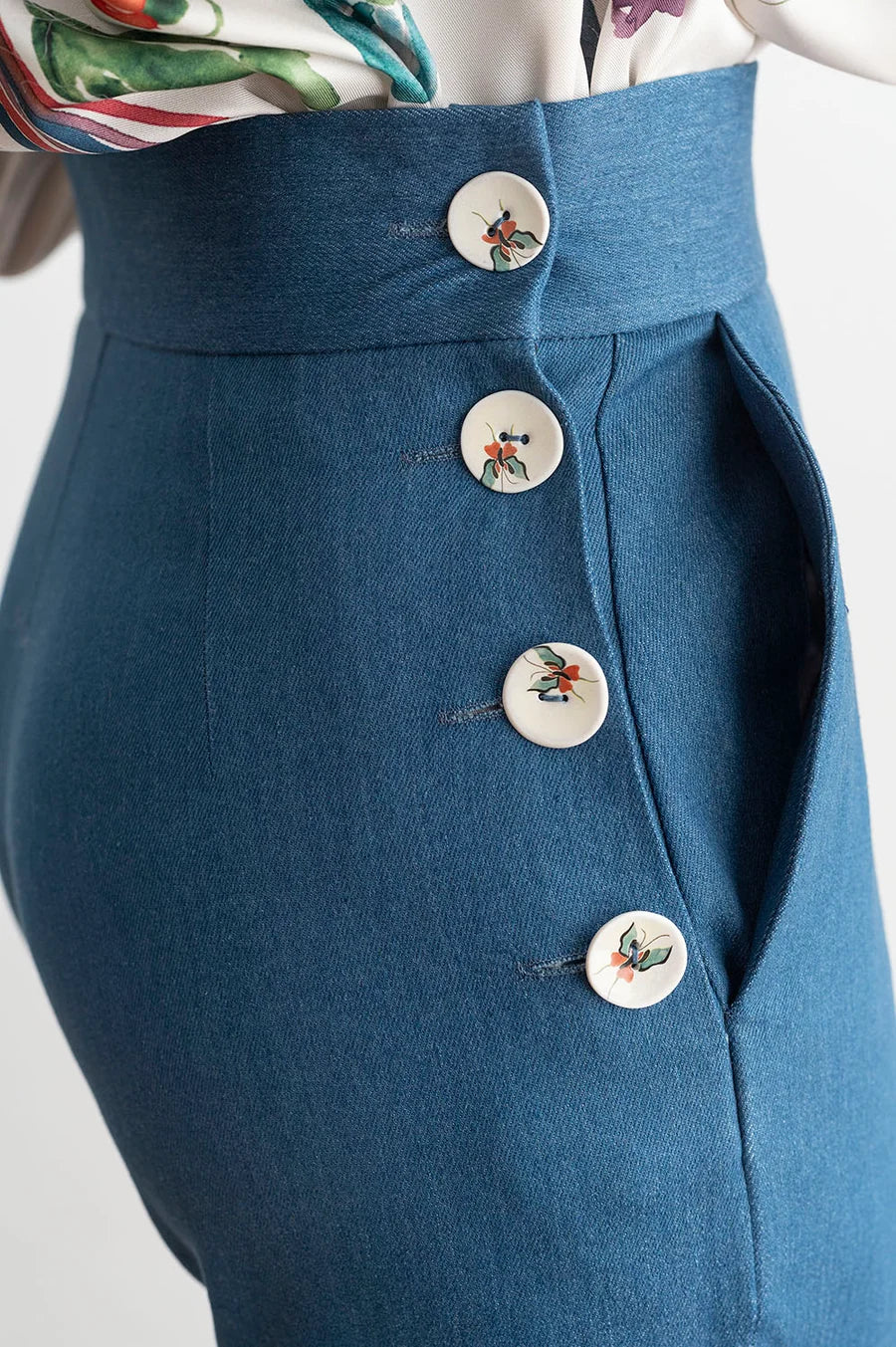 Pantalón Capri Talle Alto Denim